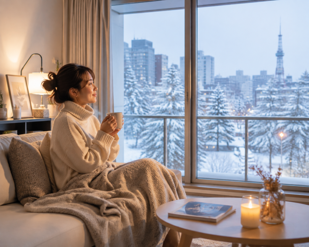 真冬の1月・2月にマンスリーマンションで札幌のお試し移住を体験し生活感をテストする様子