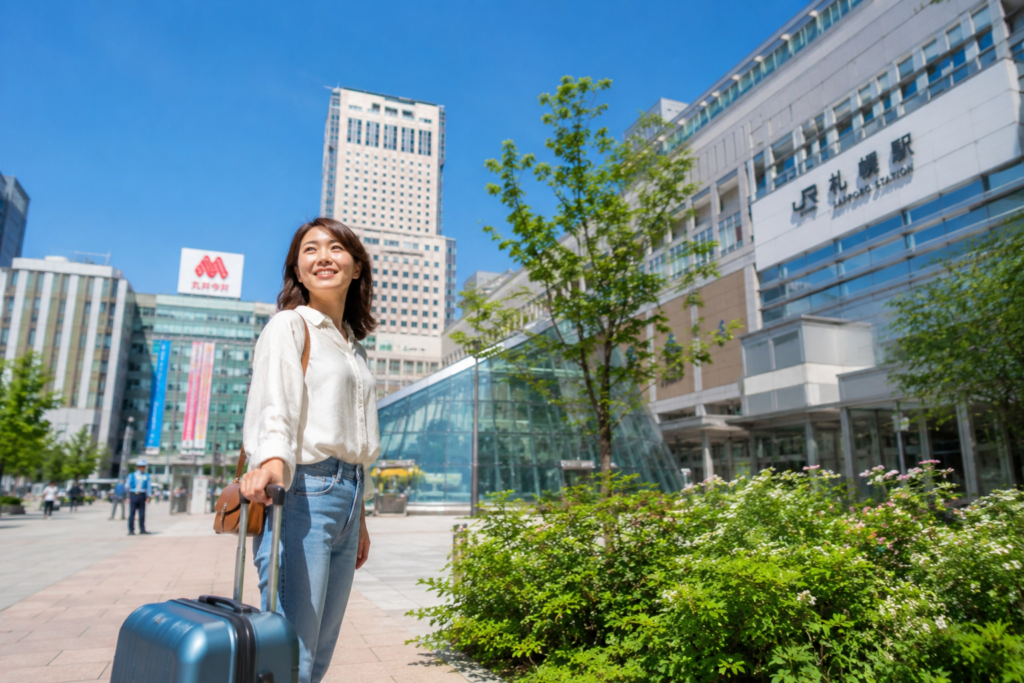 札幌への1ヶ月お試し移住をスタートさせる移住希望者のイメージ