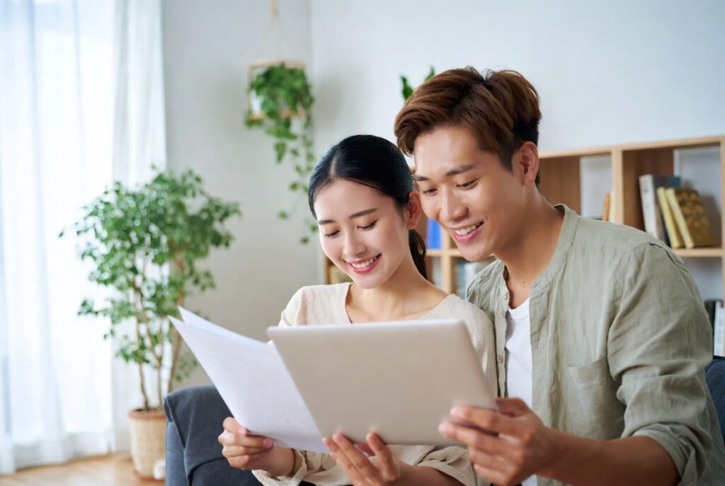 住宅ローンの一括比較を活用して最適な資金計画を立て後悔のない暮らしを始めた家族のイメージ